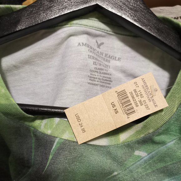 🆕 American Eagle Short Sleeve Palm Tee XS Green - Picture 4 of 4
